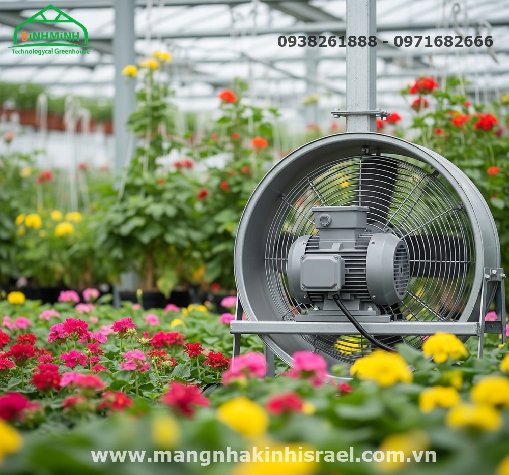 Quạt đối lưu không khí trong màng nhà kính