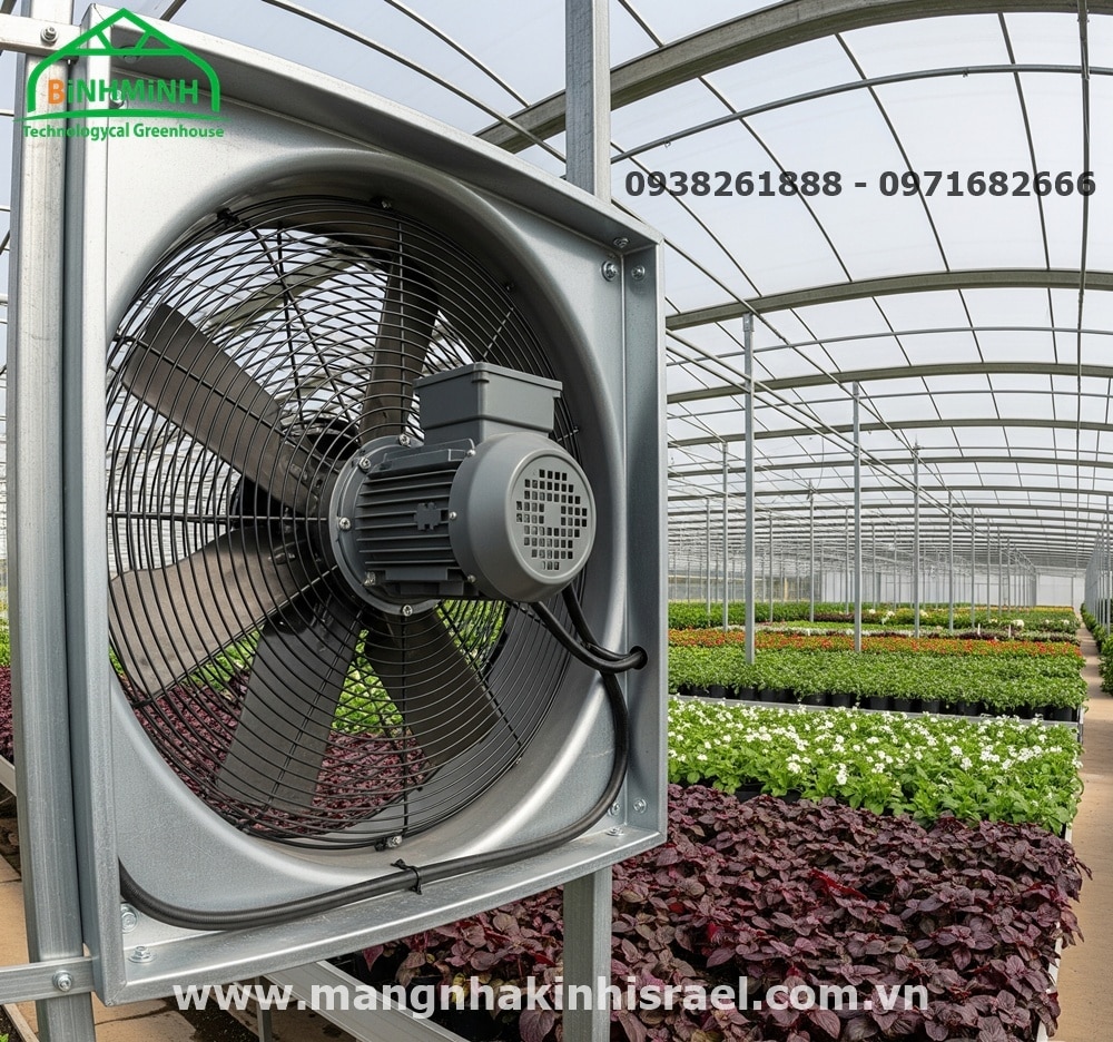 Quạt đối lưu không khí trong màng nhà kính